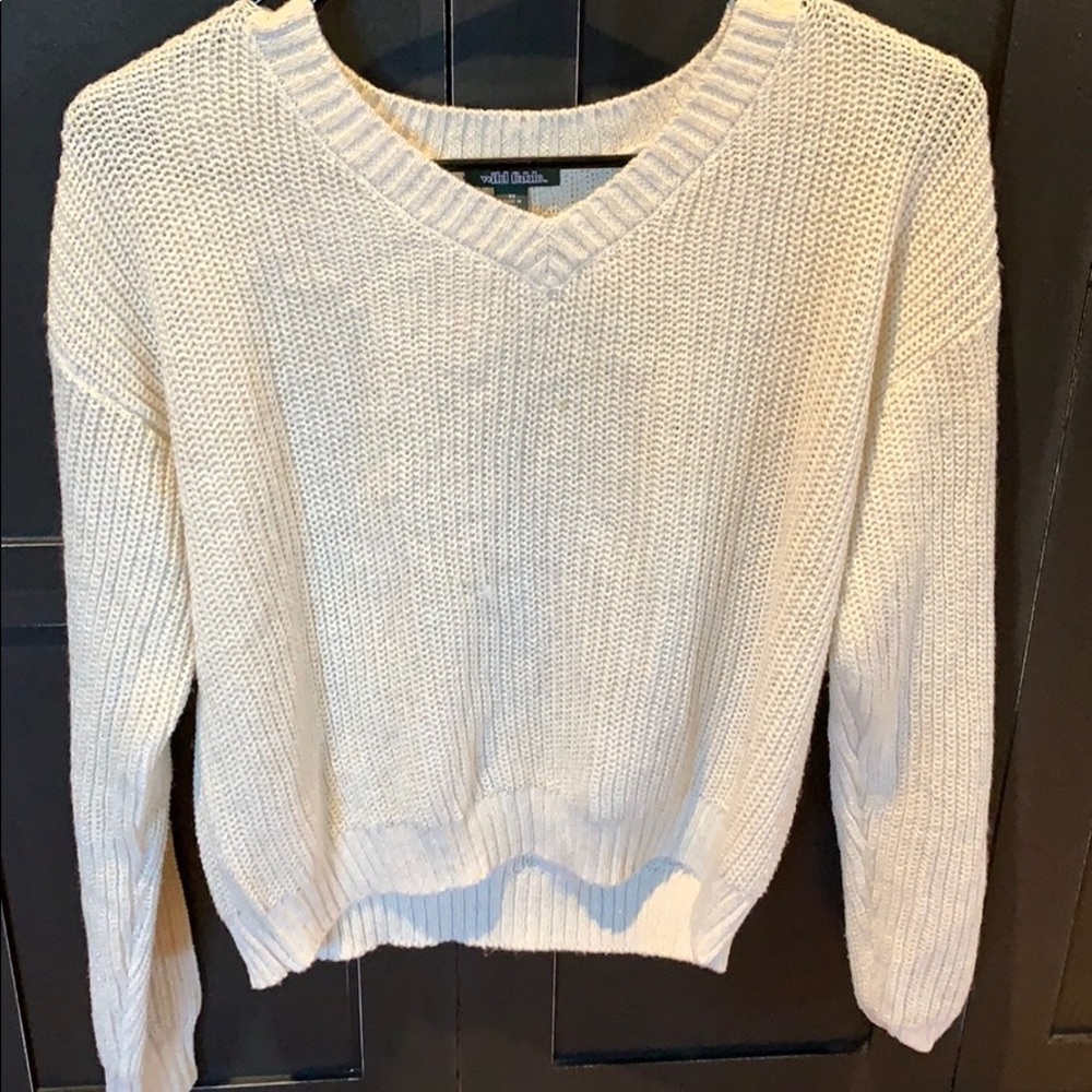 White long sleeve Gold glitter knit sweater
